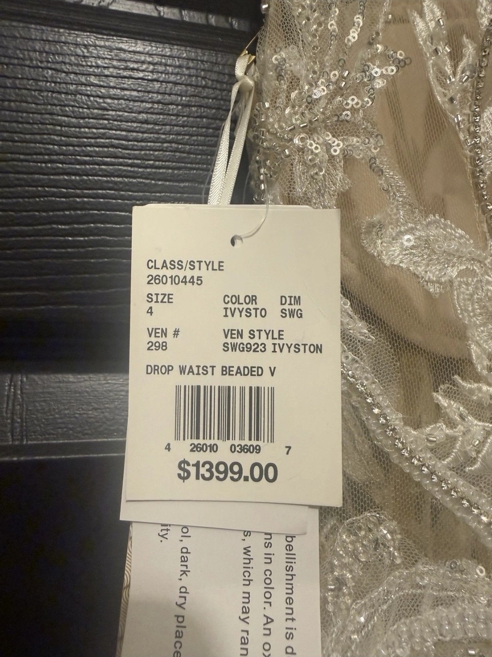Galina Ivory Lace Appliqué Wedding Dress with Sheer Bodice size 4 nwt - Picture 7 of 7